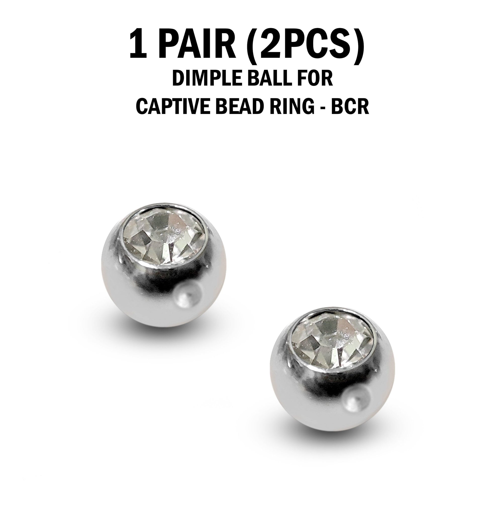 CZ Crystal Dimple Balls (2pcs): Titanium BCR Replacement Part