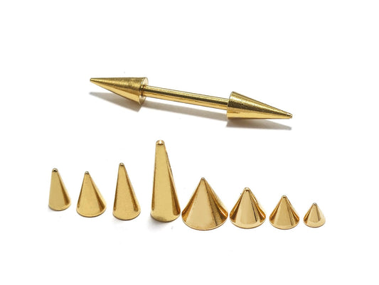 14K Gold Spike Barbell Piercing Jewelry - 14G 16G 18G Body Jewellery