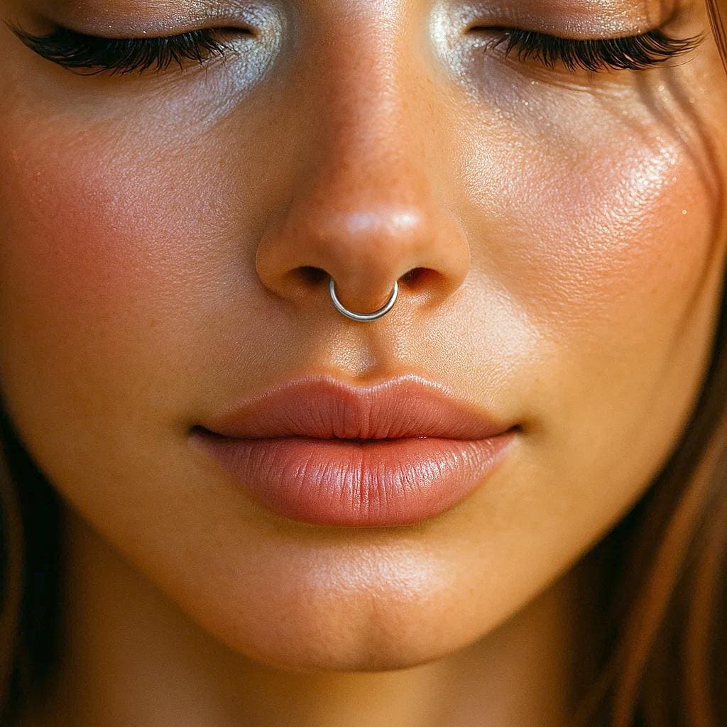 14K White Gold Lip Ring, Nose Hoop Septum Jewelry, Clicker hoops Earrings - 20g to 6g - Hand made Body Jewellery - Sold Individually