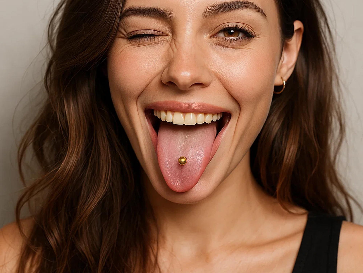 14K Gold Tongue Barbell: 14G Solid Gold Body Piercing Jewelry