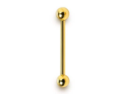 14K Gold Tongue Barbell: 14G Solid Gold Body Piercing Jewelry