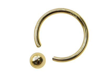 14K Gold Captive Bead Ring: 16G Nose, Septum, Lip Piercing