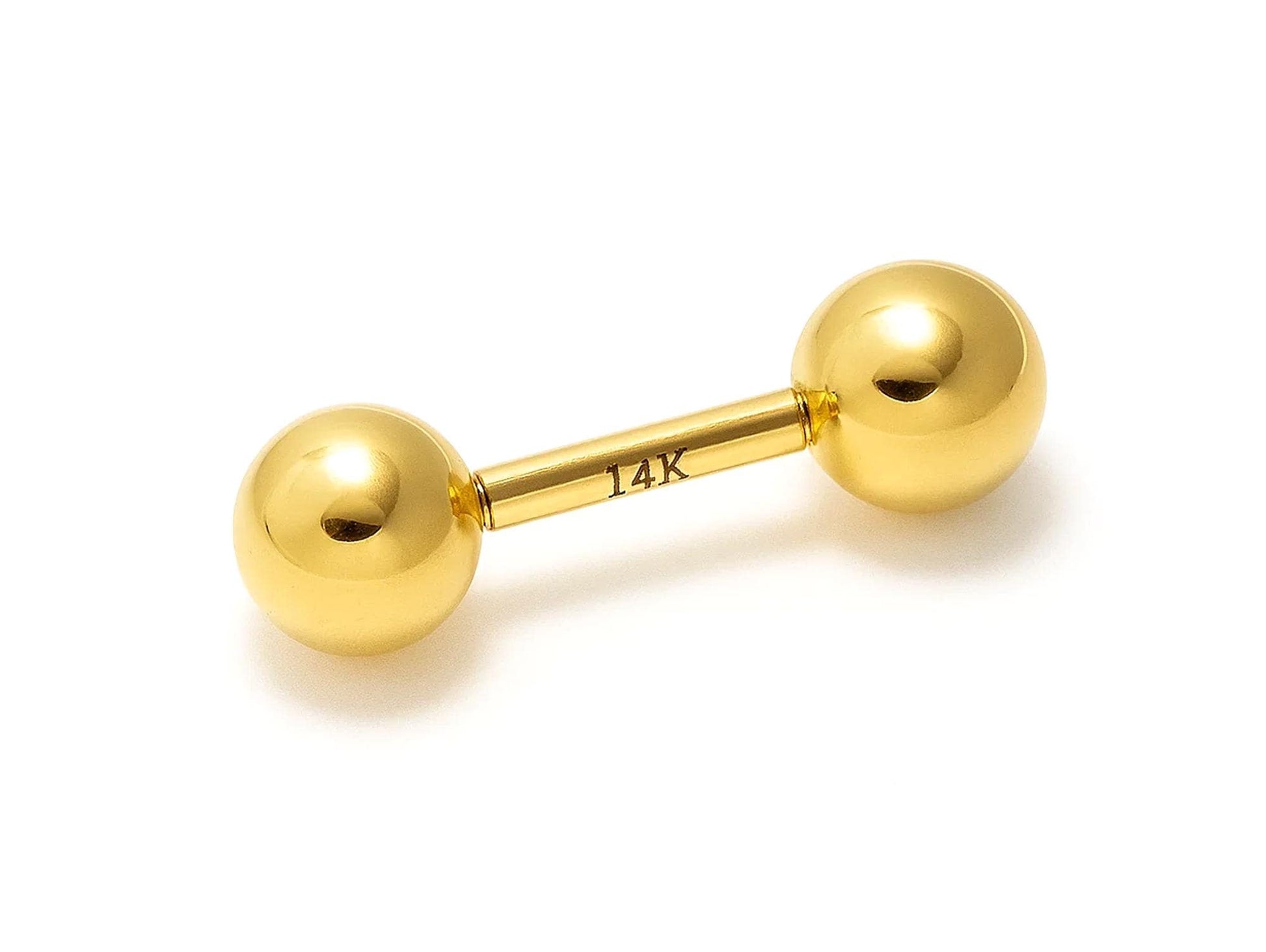 14K Gold Nipple Barbell: Internally Threaded 14G Body Piercing Jewelry