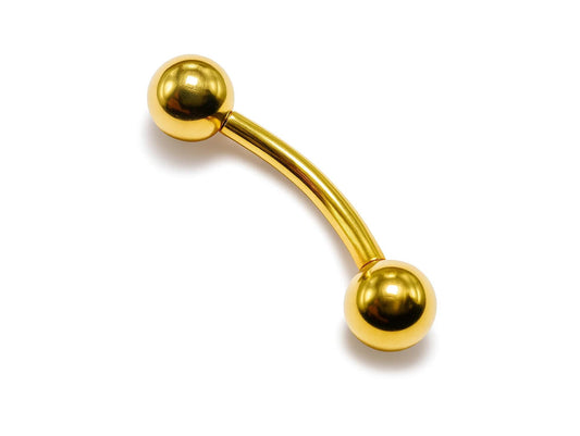 14K Gold Curved Barbell: 16G Eyebrow, Rook, Labret Piercing