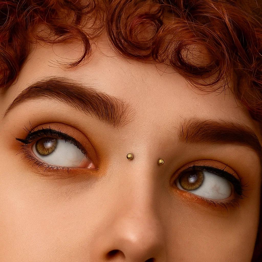14K Gold Nose Bridge Barbell: 14G Body Piercing Jewelry