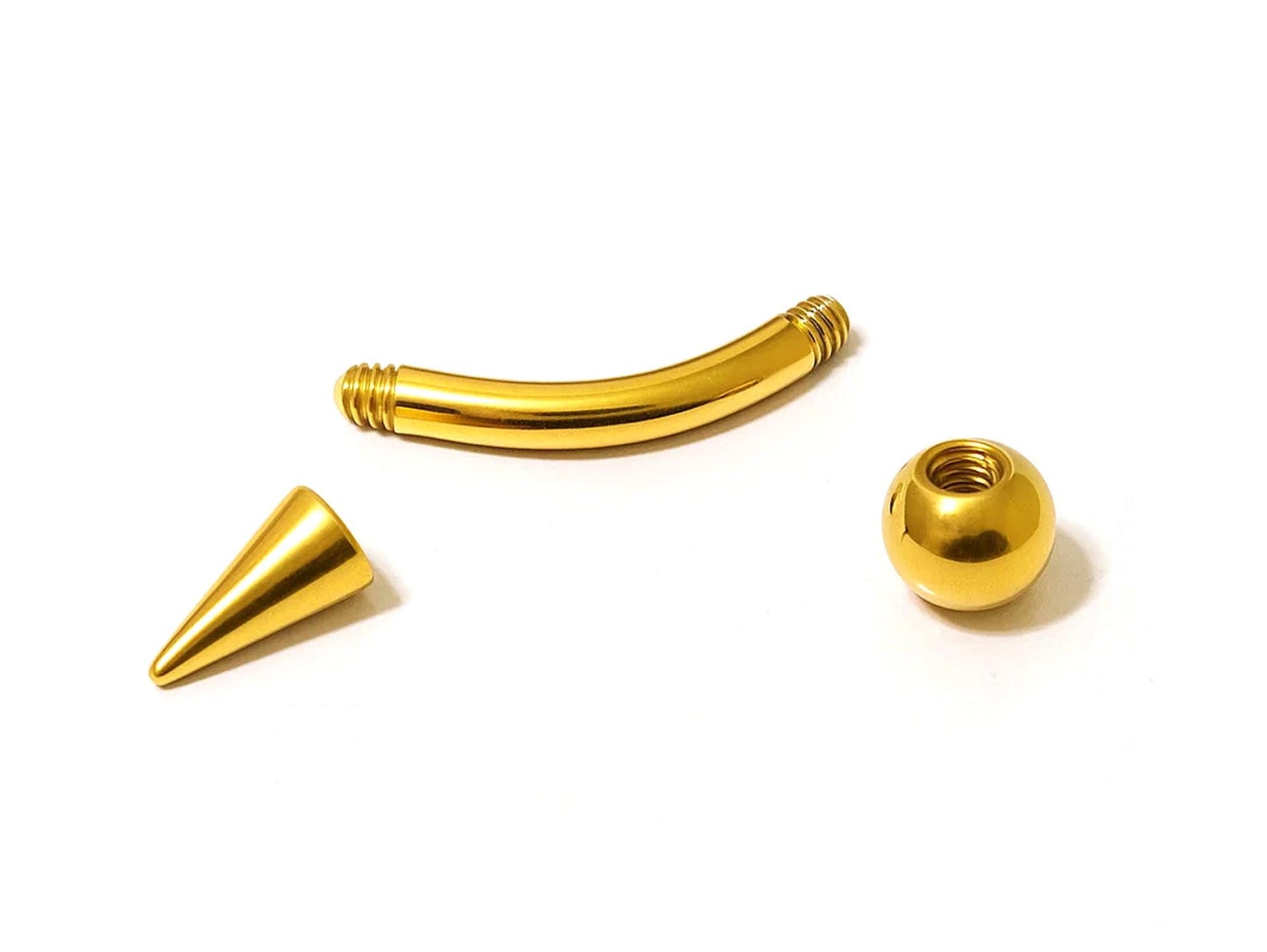 14K Gold Rook Piercing Barbell: Cone & Ball 16G Ear Cartilage Jewelry