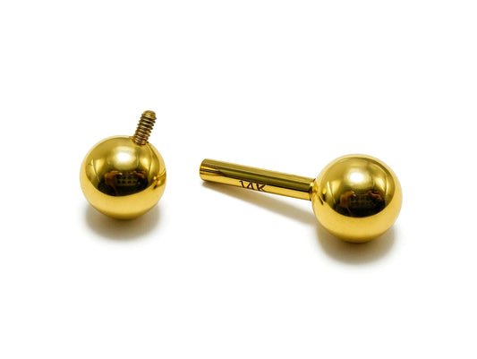 14K Gold Nipple Barbell: Internally Threaded 14G Body Piercing Jewelry