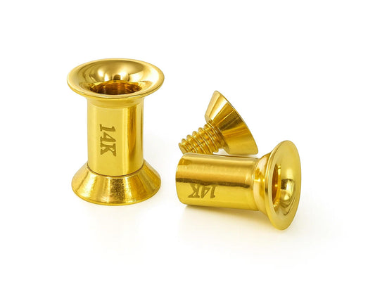 14K Gold Double Plug Ear Tunnels, Ear stretching gauges 12g-24mm - Sold Individually