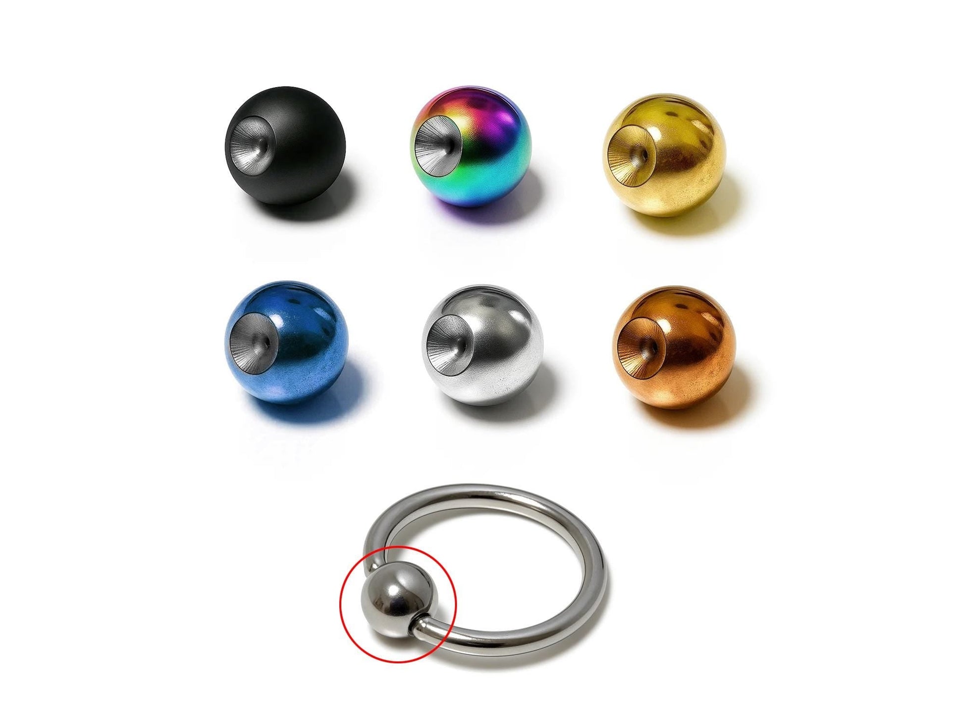 Titanium Dimple Ball: Loose Ball Captive Bead Rings Body Jewelry, 2pcs