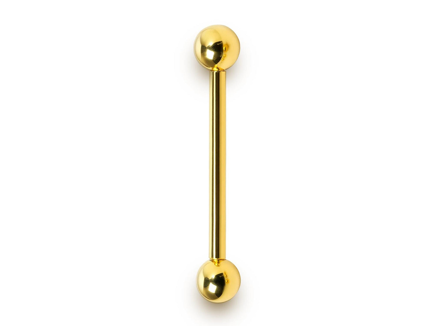 Solid Gold Industrial Scaffold 14G Barbell Piercing: 10k, 14k, 18k Body Jewelry