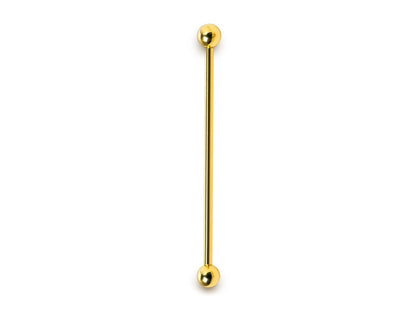 Solid Gold Industrial Scaffold 14G Barbell Piercing: 10k, 14k, 18k Body Jewelry