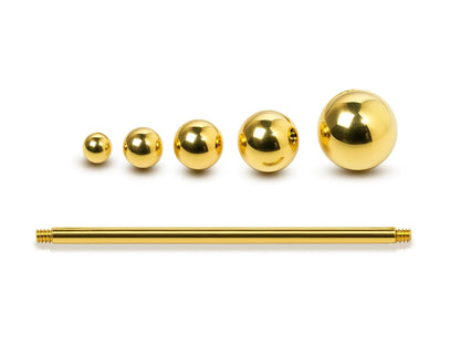 Solid Gold Industrial Scaffold 14G Barbell Piercing: 10k, 14k, 18k Body Jewelry