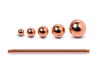 Rose Gold Industrial Scaffold 14G Barbell Piercing: 10k, 14k, 18k Gold Body Jewelry