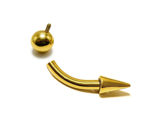 14k gold Internally Threaded Spike Vertical Labret Piercing: 14g, 16g Body Jewellery