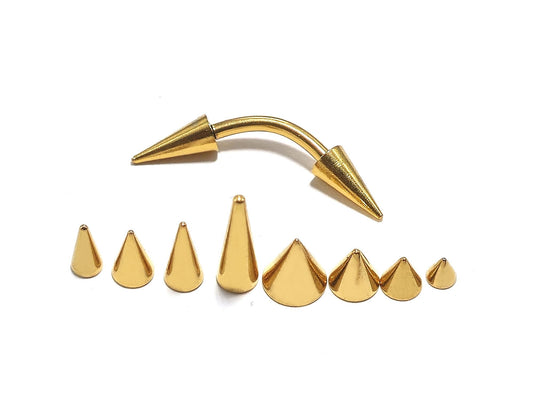 14K Gold Spike Curved barbell eyebrow piercing - 14G 16G Body Jewellery
