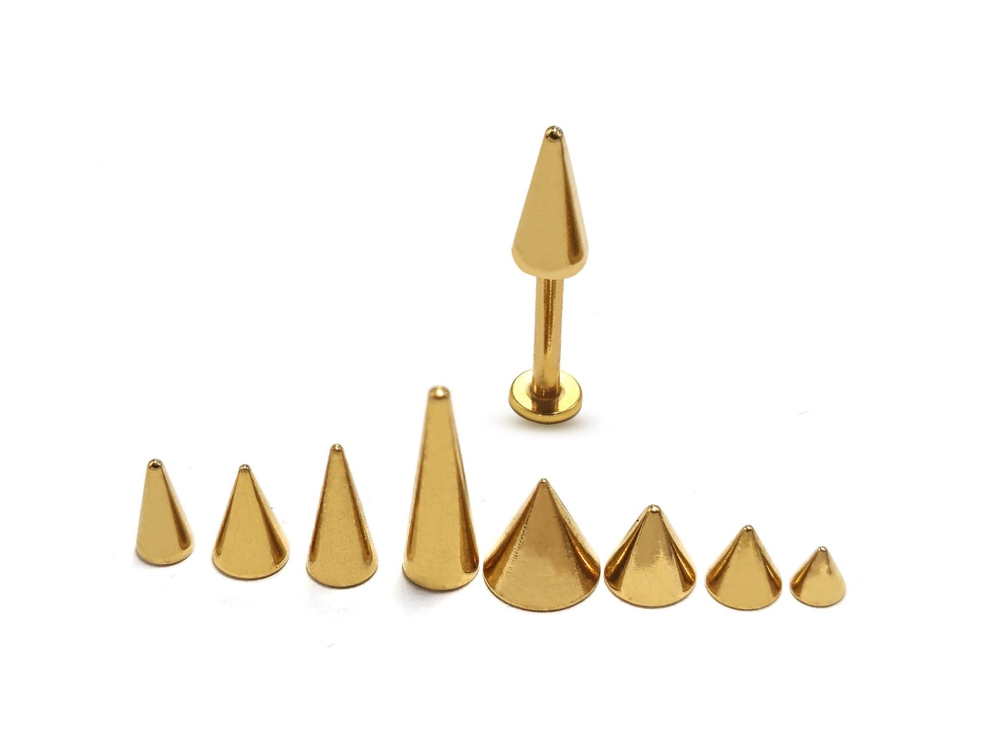 14K Gold Spike Labret Stud Lip Piercing - 18G 14G 16G Body Jewellery