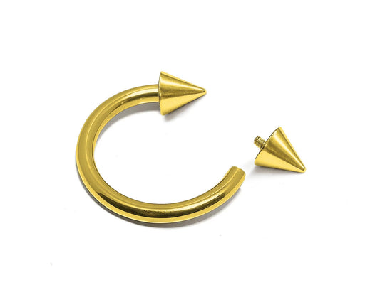 14k gold Spike Horseshoe Circular Barbell Piercing - Internally Threaded - 14g, 16g Body Jewellery