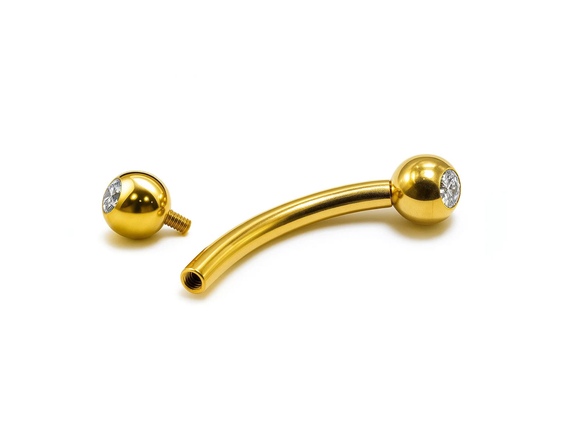 14K Gold Curved Barbell Piercing, Bent Bar, Eyebrow Studs – Silver