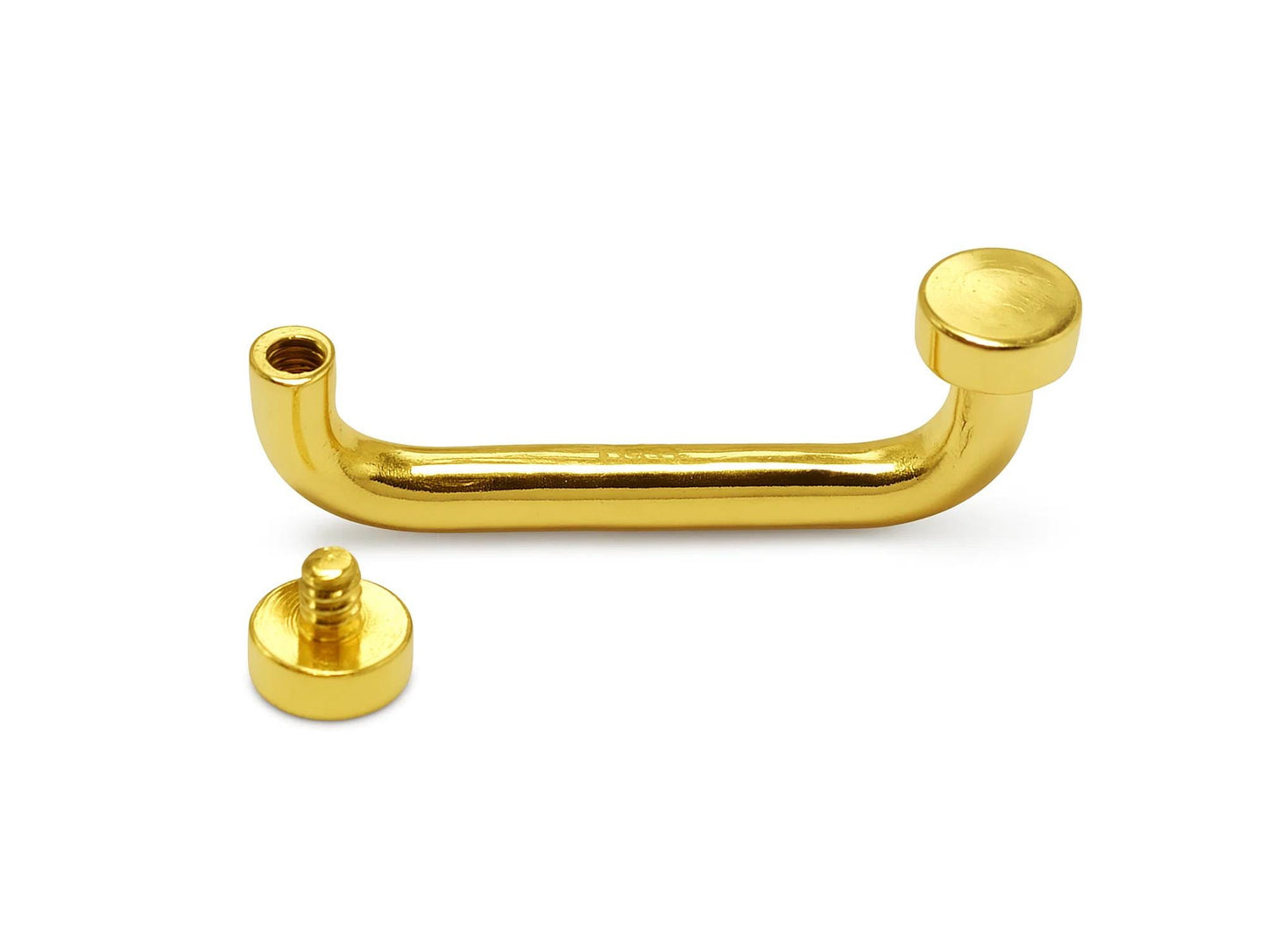 14K Gold Staple Barbell, Surface Piercing with Internally Threaded Flat top ends