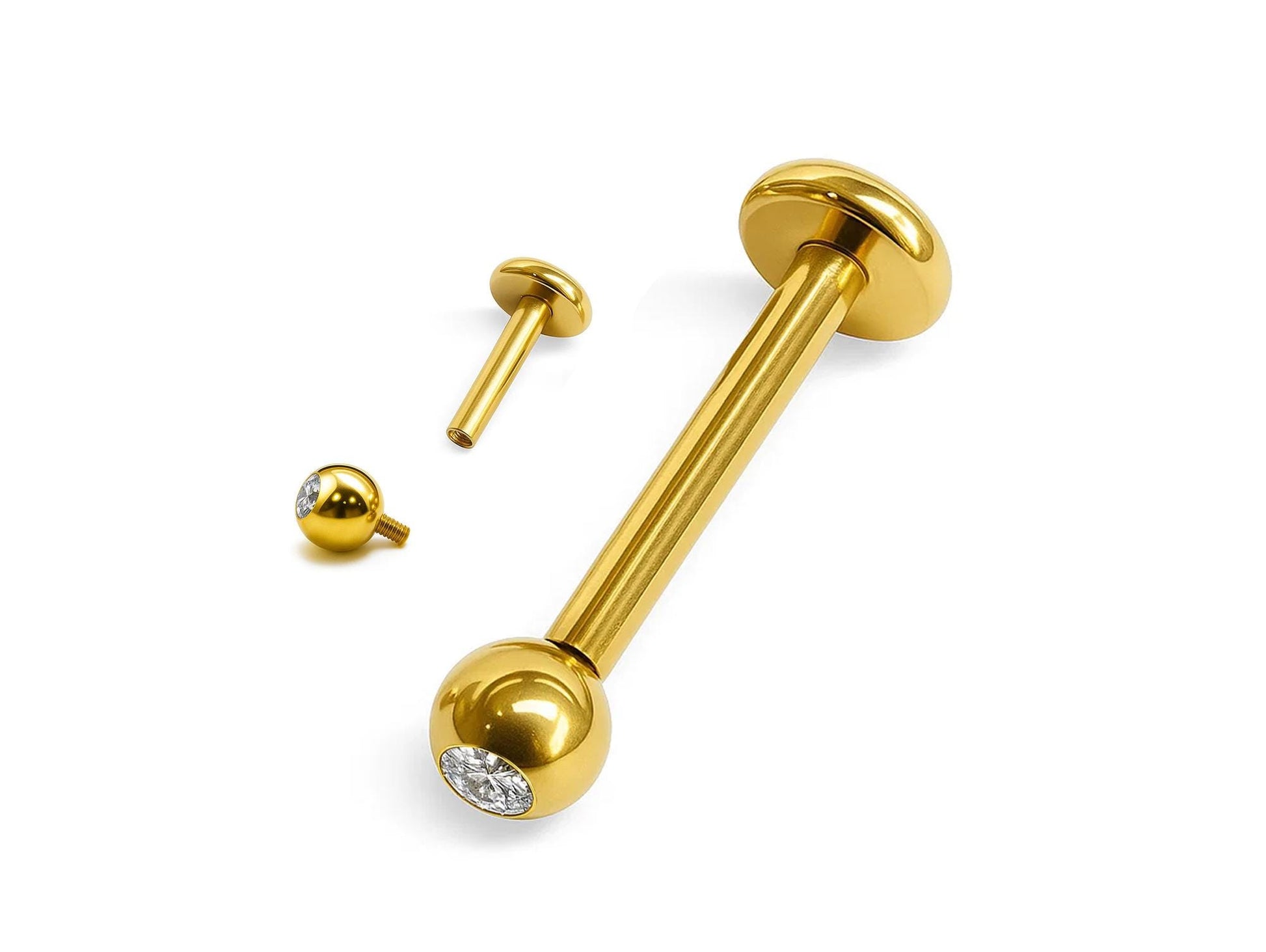 14k gold Labret Stud Piercing with Gemstones: Internally Threaded 14g, 16g Body Jewellery