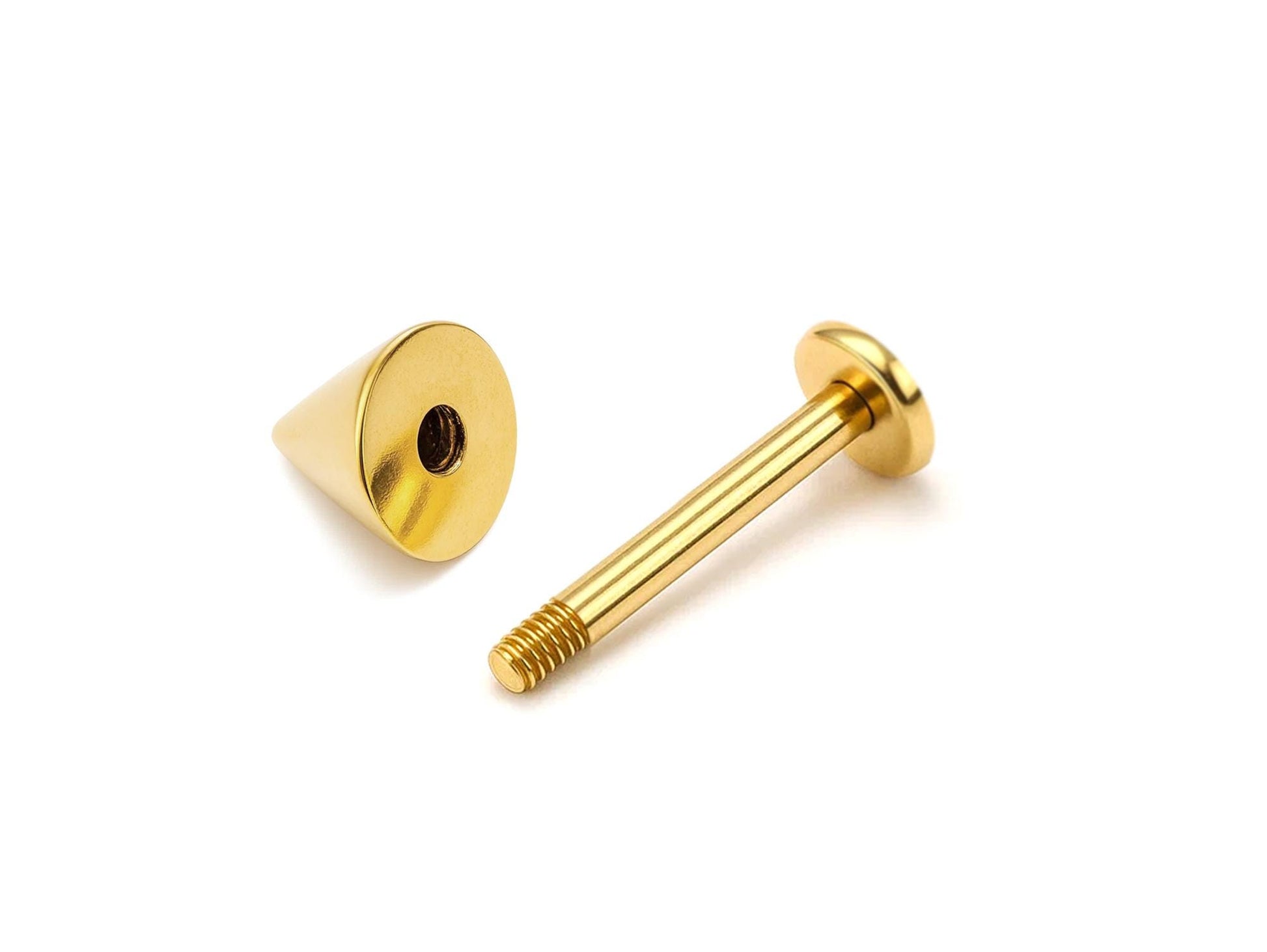 14K Gold Spike Labret Stud Lip Piercing - 18G 14G 16G Body Jewellery