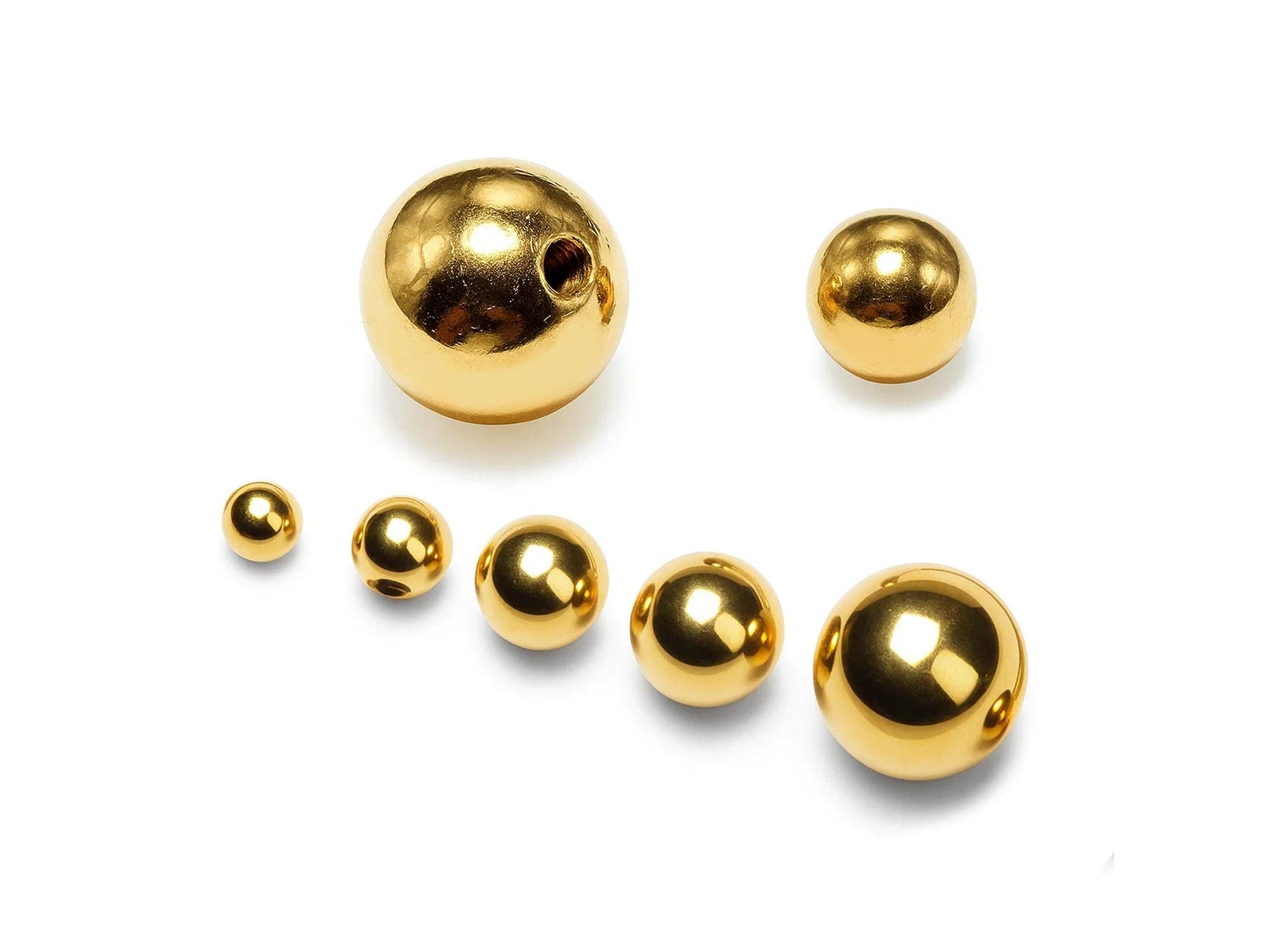 14K Gold Threaded Loose Ball Piercing Parts - 16g, 14g