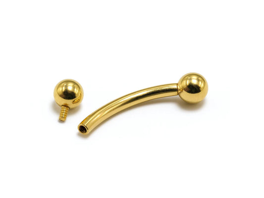 14k gold Internally Threaded Curved barbell Piercing: 14g, 16g Body Jewellery