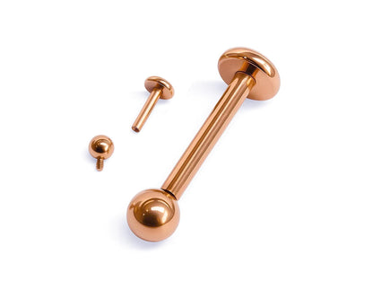 14k Rose gold labret lip stud piercing: 14g, 16g internally Threaded Body Jewellery