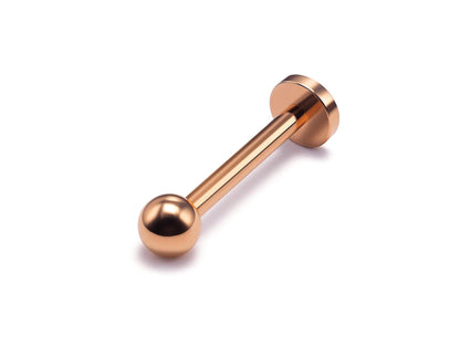 14k Rose gold labret lip stud piercing: 14g, 16g internally Threaded Body Jewellery