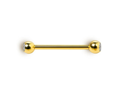 14k gold Barbell Piercing with Gemstones: Internally Threaded 14g, 16g Body Jewellery
