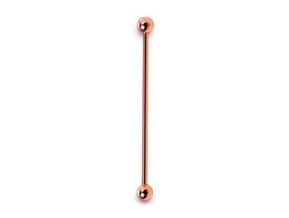 Rose Gold Industrial Scaffold 14G Barbell Piercing: 10k, 14k, 18k Gold Body Jewelry