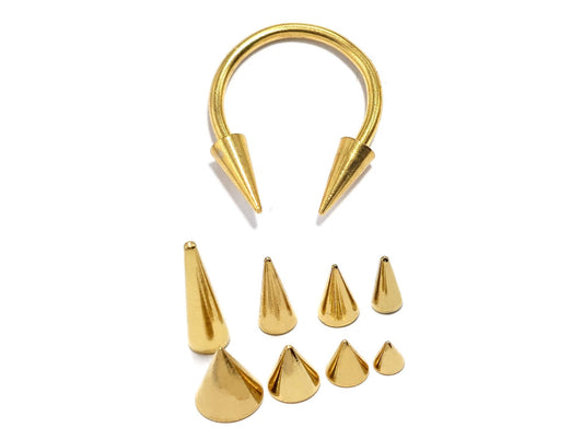 14K Gold Spike Horseshoe Ring Circular Barbell CBB - 18G 14G 16G Body Jewellery