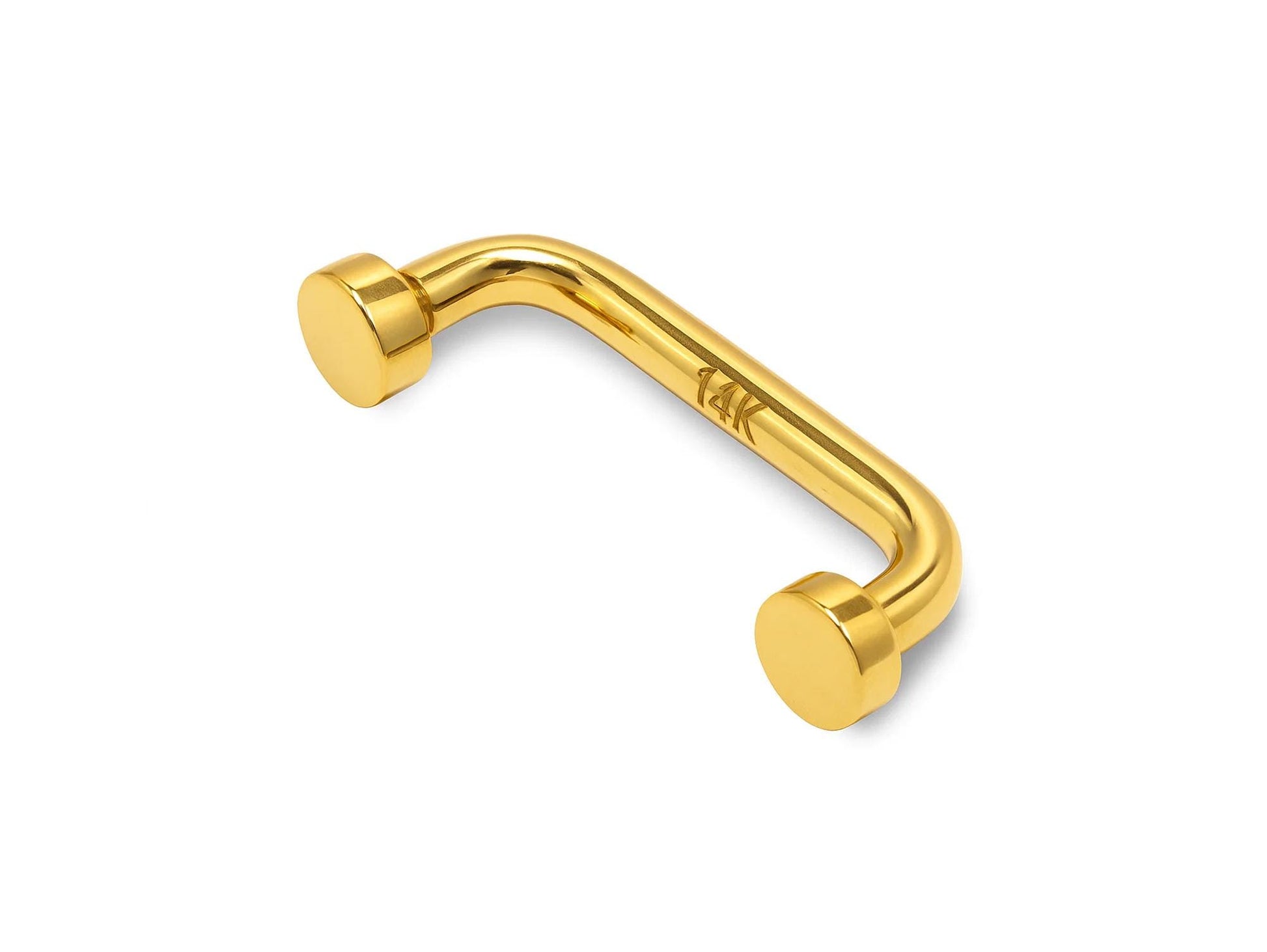 14K Gold Staple Barbell, Surface Piercing with Internally Threaded Flat top ends