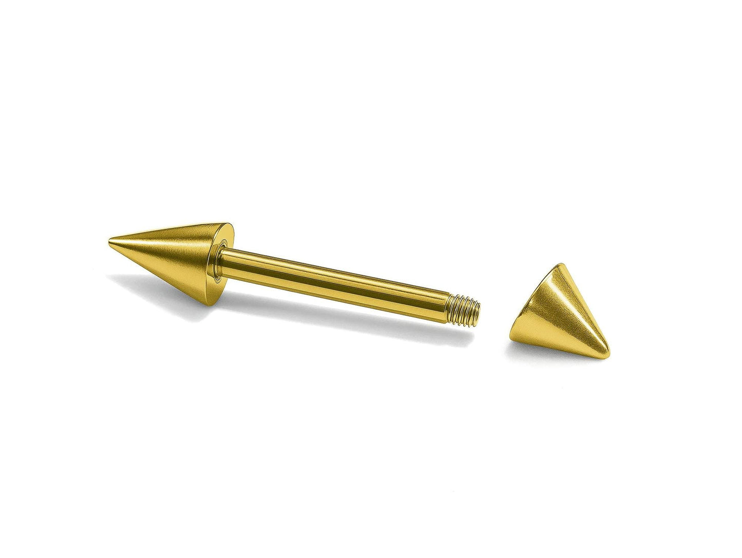 14K Gold Spike Barbell Piercing Jewelry - 14G 16G 18G Body Jewellery