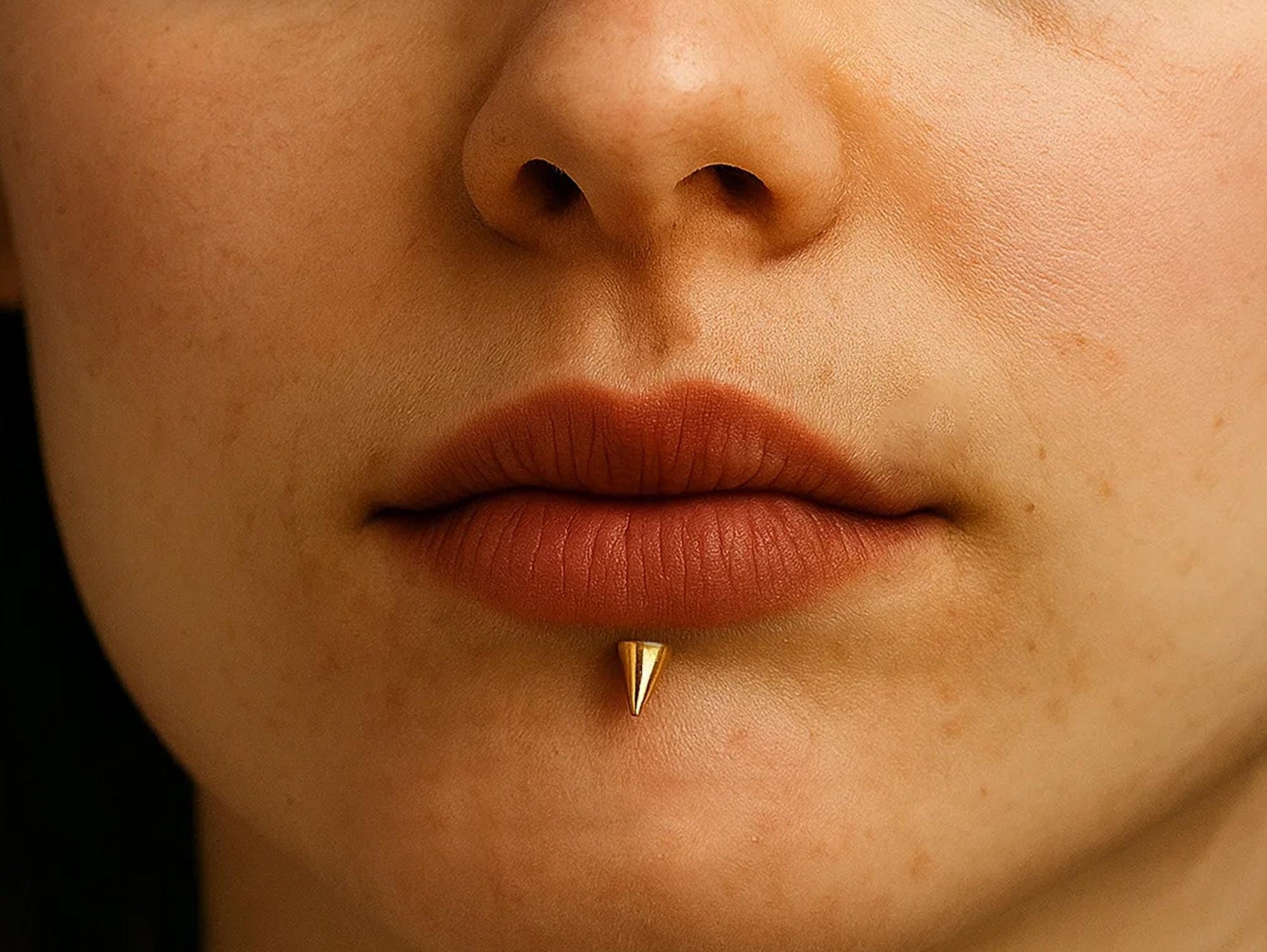 14K Gold Spike Labret Stud Lip Piercing - 18G 14G 16G Body Jewellery