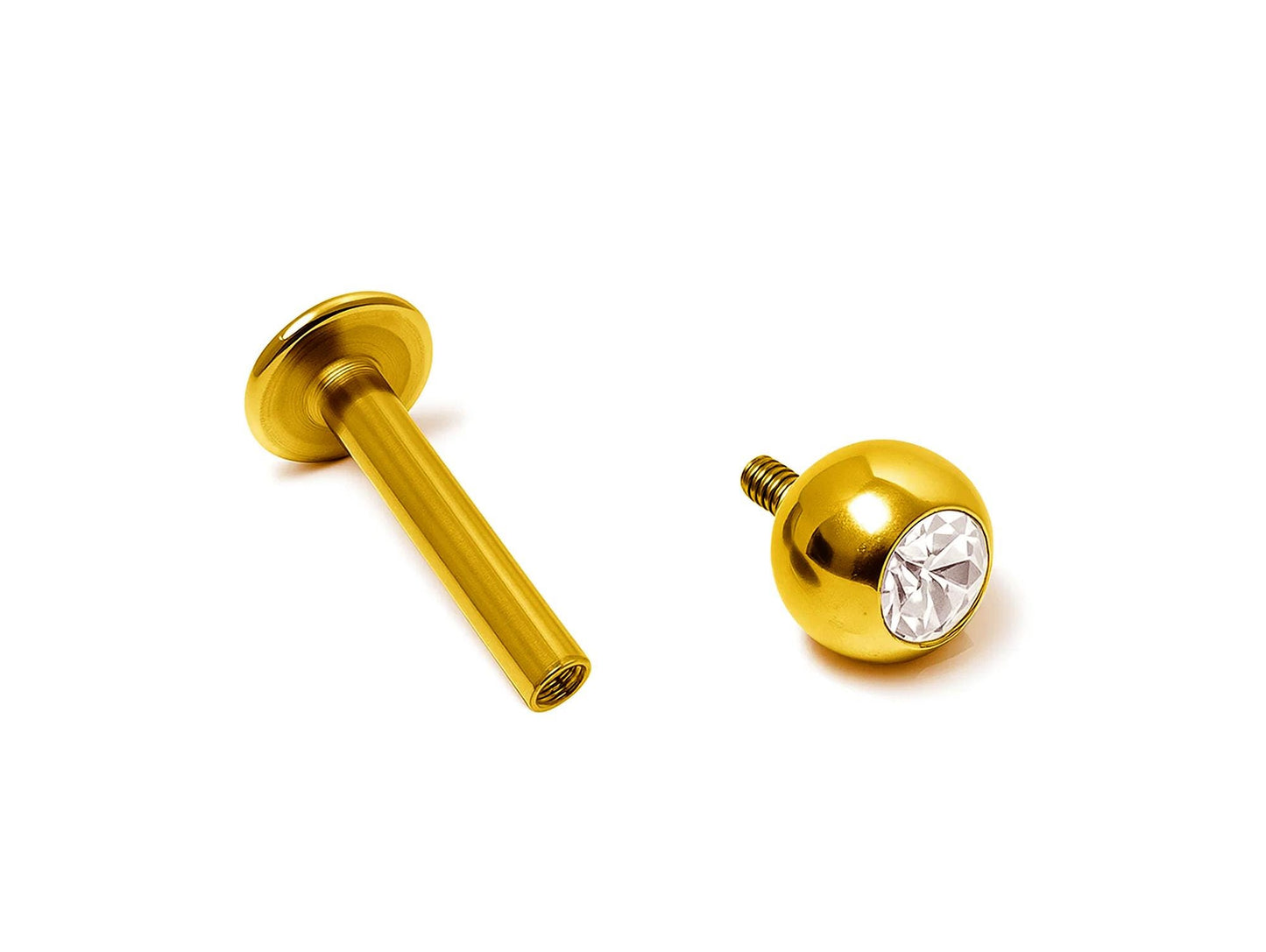 14k gold Labret Stud Piercing with Gemstones: Internally Threaded 14g, 16g Body Jewellery