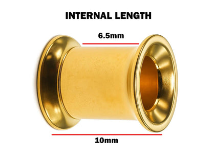 14K Gold Double Flared Ear Tunnels: Lobe Gauges 12g-24mm