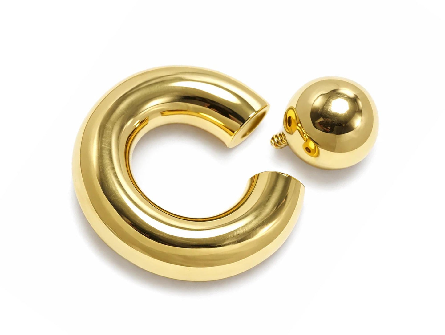 14K 4 Micron Gold - Captive Bead Ring Screw Ball: Prince Albert Piercing Jewelry - Genital BCR Ring