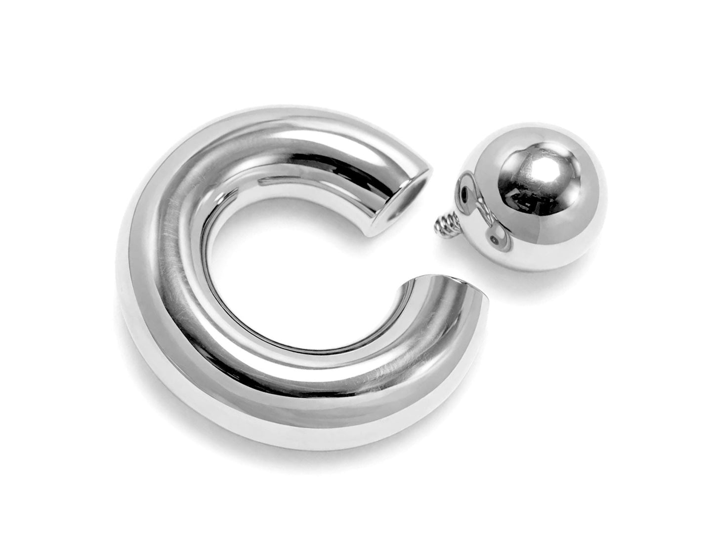 14K White Gold 4 Micron Captive Bead Ring Screw Ball: Prince Albert Piercing Jewelry, Genital BCR Ring