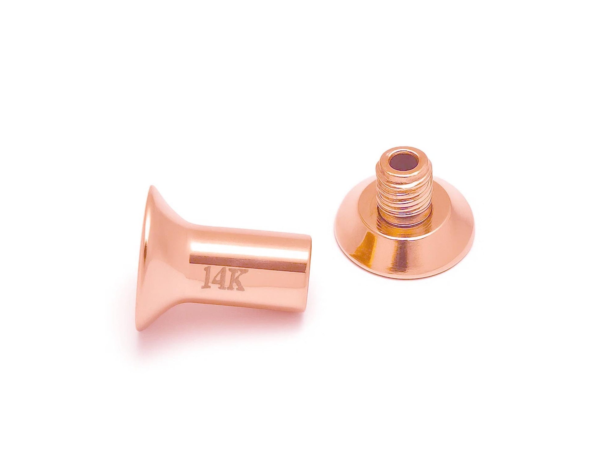14K Rose and White Gold Double Plug Ear stretching gauges 12g-24mm - Sold Individually