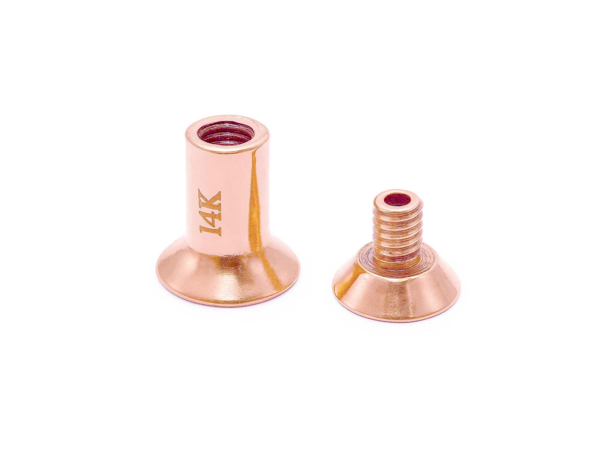 14K Rose and White Gold Double Plug Ear stretching gauges 12g-24mm - Sold Individually