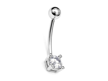 14K Gold Simple Belly bar Navel Ring 16G Earrings with Gemstones