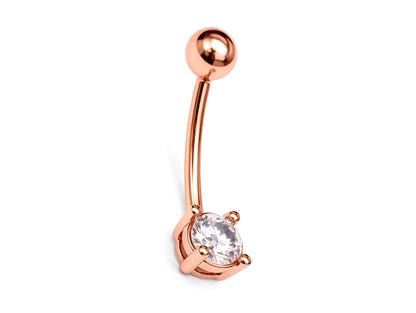 14K Gold Simple Belly bar Navel Ring 16G Earrings with Gemstones