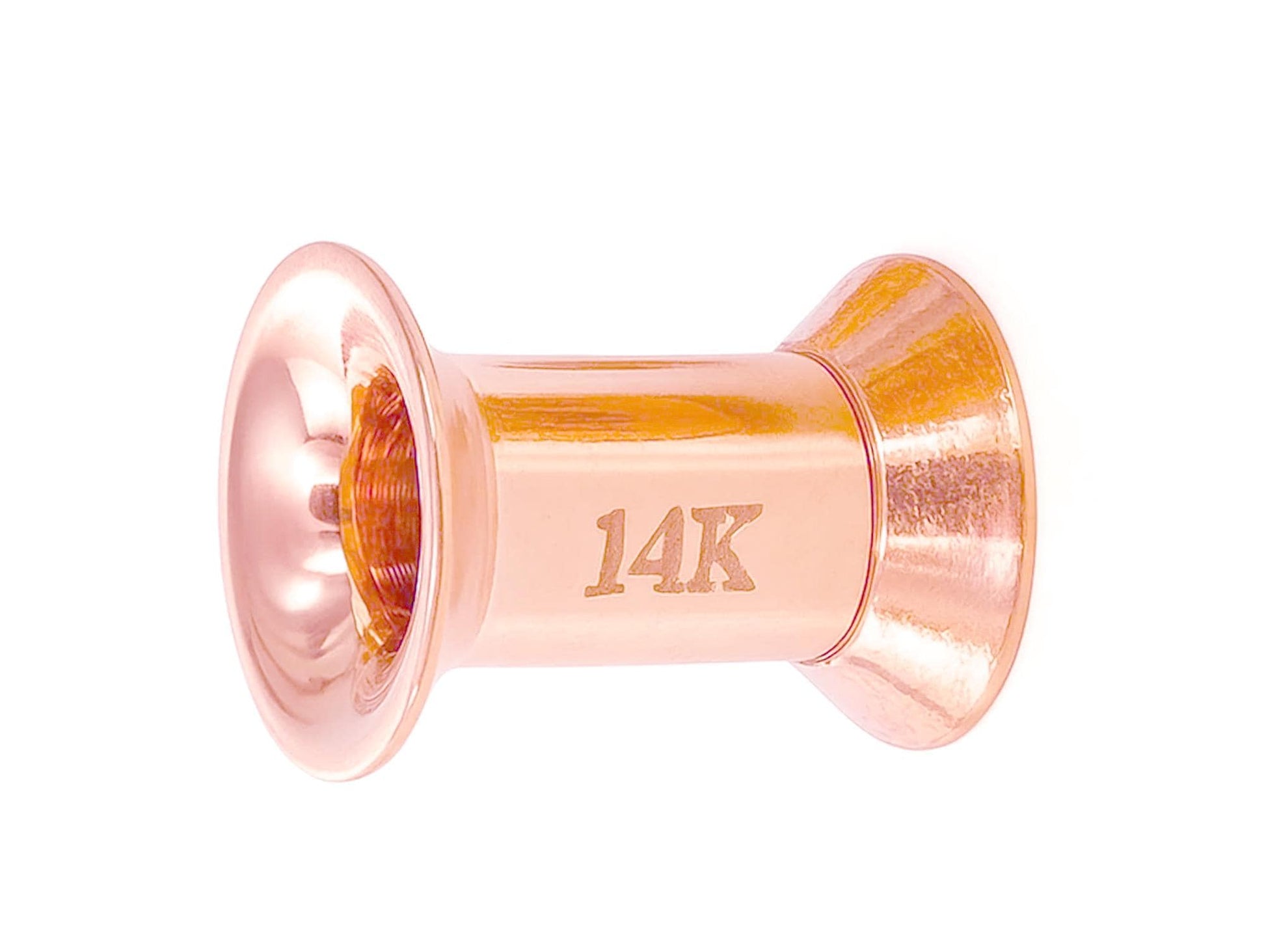 14K Rose and White Gold Double Plug Ear stretching gauges 12g-24mm - Sold Individually