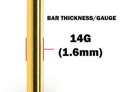 14K Gold Dangle Belly Button Piercing with Gemstones - 14G size 10mm