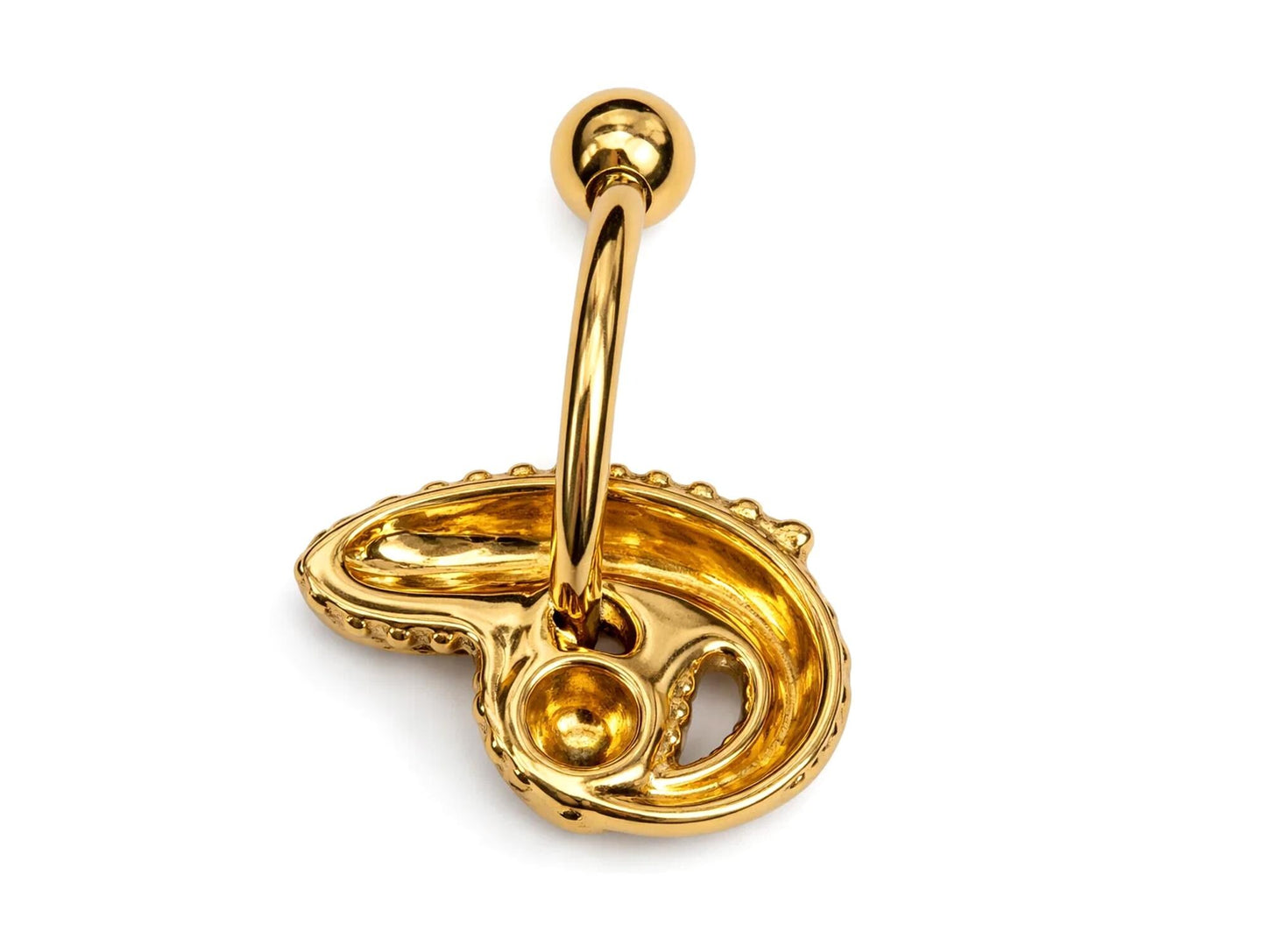 14K Gold Lizard Belly Button Ring with Blue Sapphire eye gemstones - 14G size 10mm