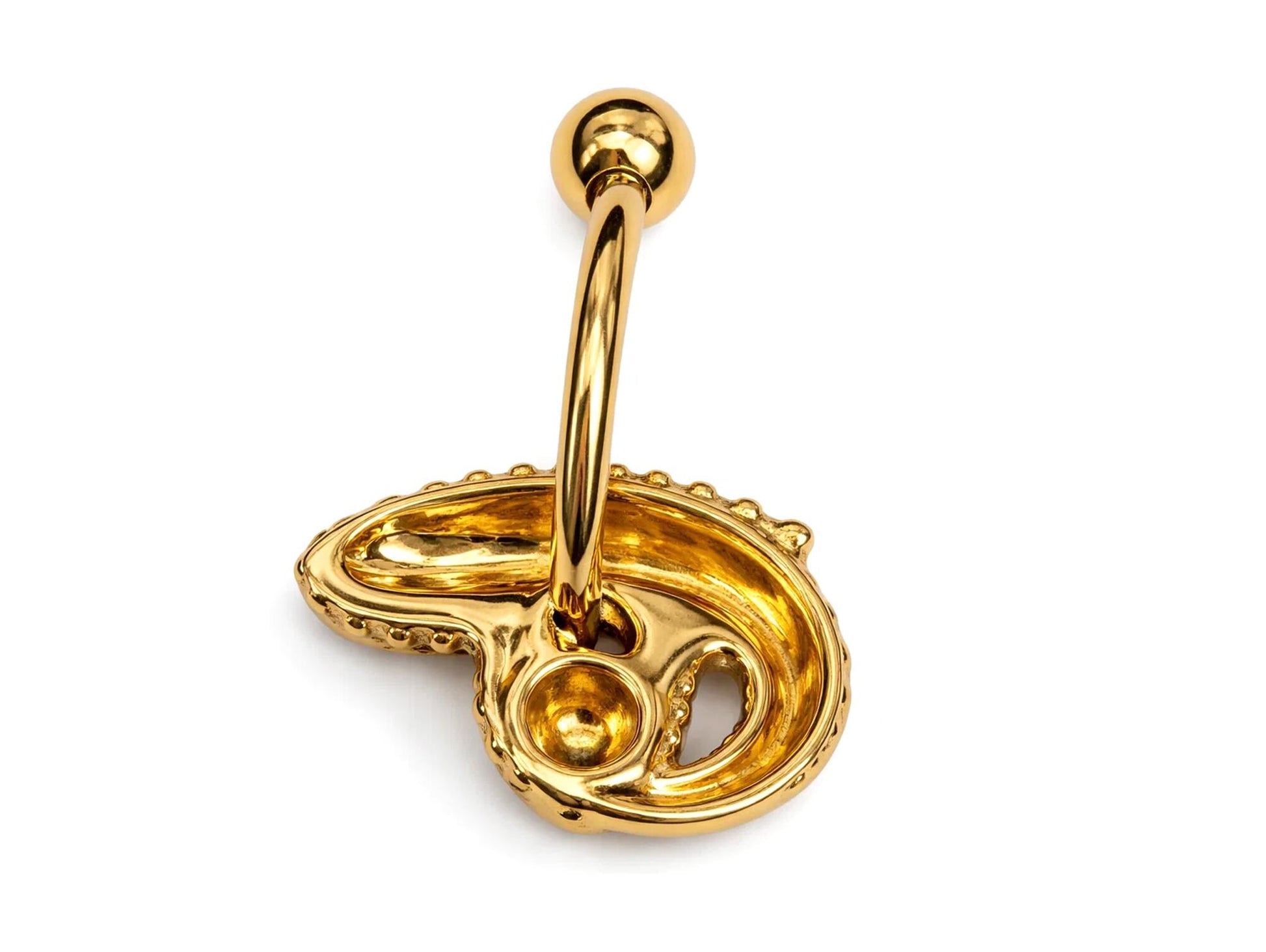 14K Gold Lizard Belly Button Ring with Blue Sapphire eye gemstones - 14G size 10mm