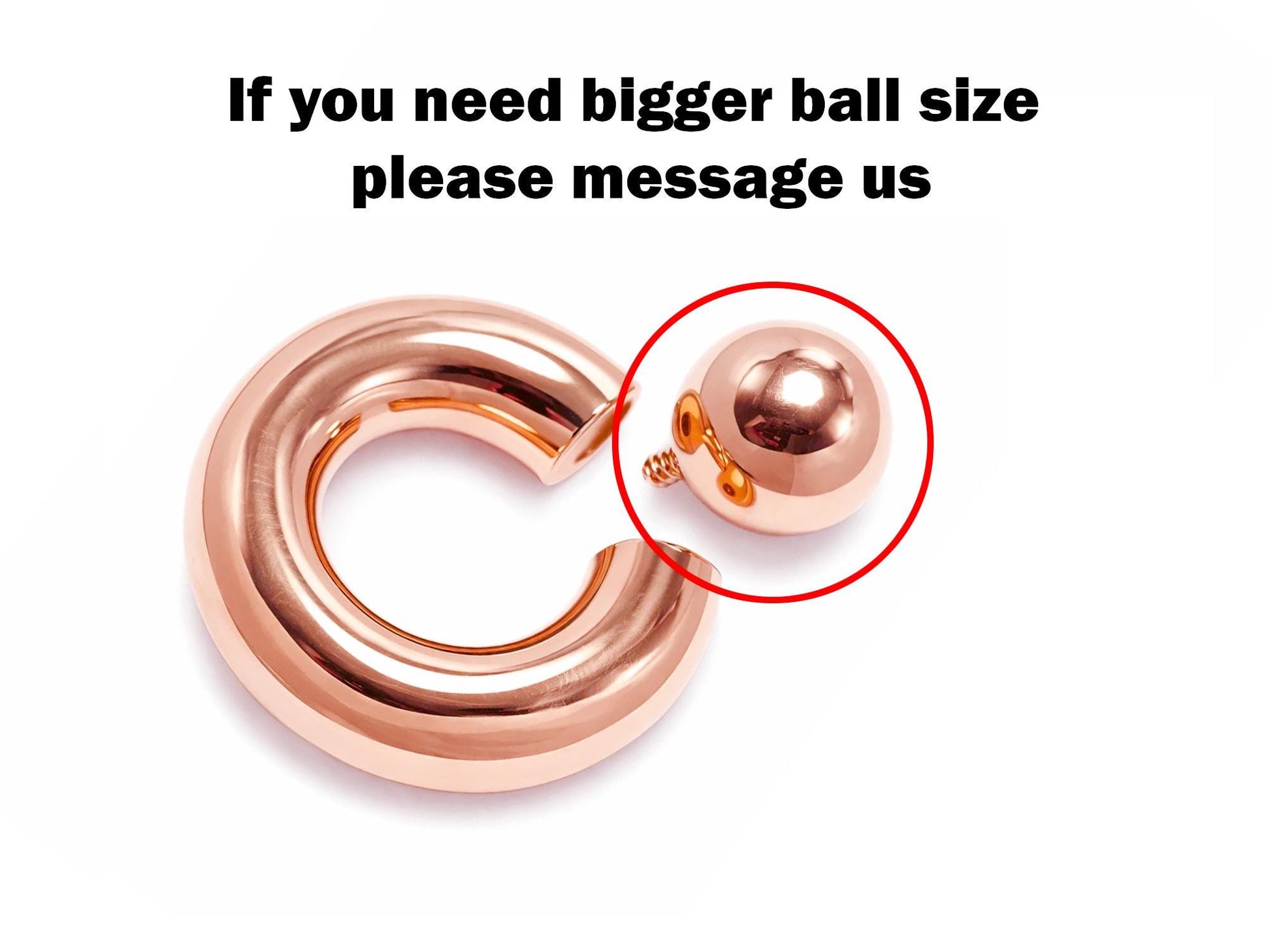14K 4 Micron Rose Gold - Captive Bead Ring Screw Ball: Prince Albert Piercing Jewelry - Genital BCR Ring