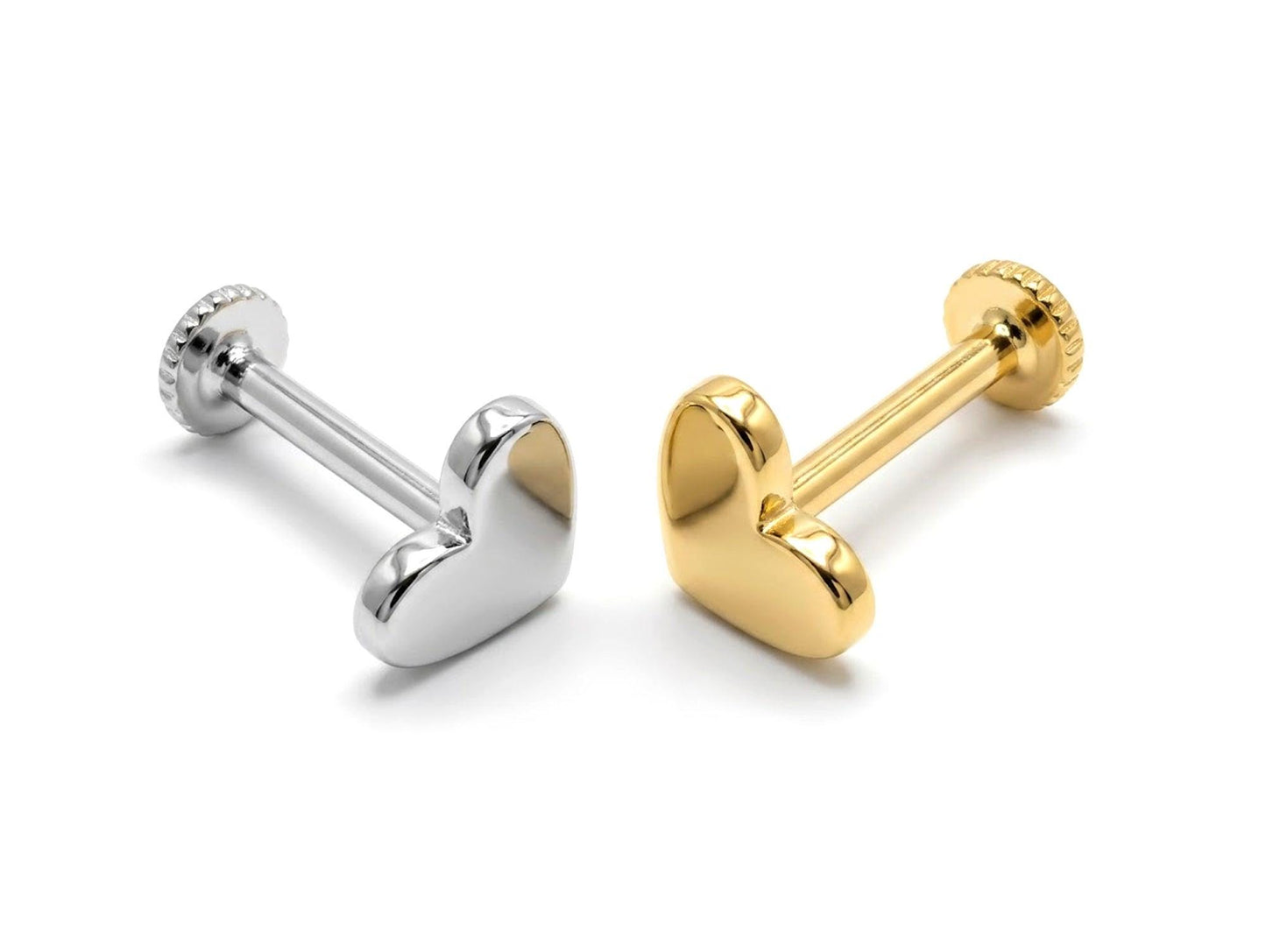 Heart Tragus Earring 16G Labret Jewellery - 14K Gold Piercing