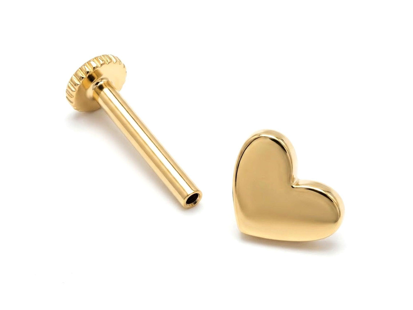 Heart Tragus Earring 16G Labret Jewellery - 14K Gold Piercing